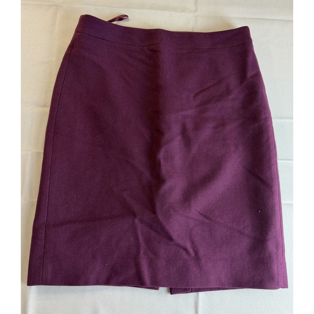 J.Crew Outlet The Pencil Skirt Purple Plum Wool Blend Knee Length Size 4 Office